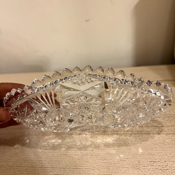 Vintage crystal brilliance cut glass celery dish with saw tooth edge - Picture 4 of 8